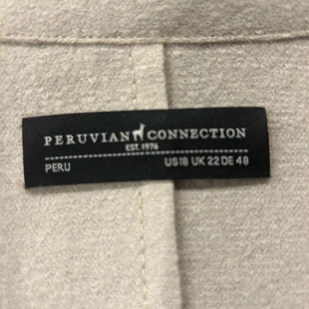 Peruvian Connection 60% Alpaca / 40% Wool, Long Cream Sweater Coat Size 18 - Picture 5 of 7